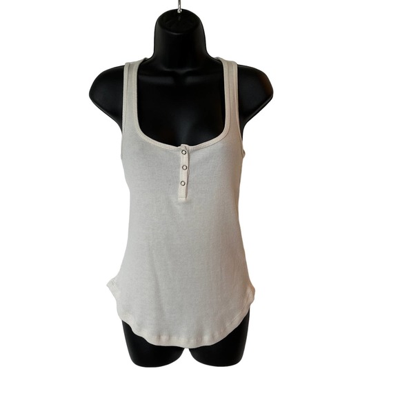 T.LA Cream Snap Front Ribbed Women's Tank Top- size Small - Picture 1 of 5